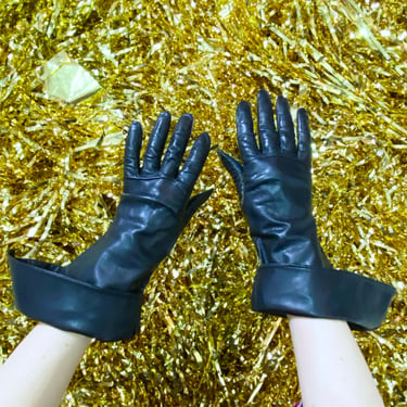 Black Leather Vintage Gloves from The Chicago Burlesque Collection