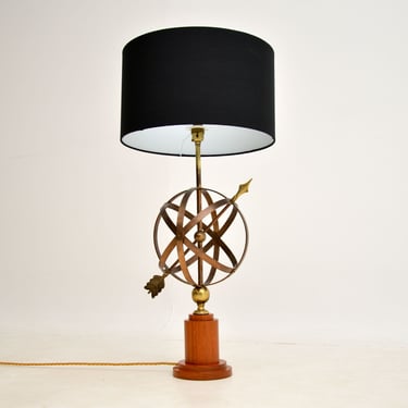 Vintage Brass Armillary Sphere Table Lamp