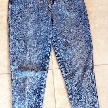 1980's STEPHANO Blue Jeans Denim High Waist Mom Jeans Pants, Size 8, medium Stone Acid Wash Vintage 