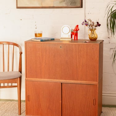 Teak Desk with Cabinet