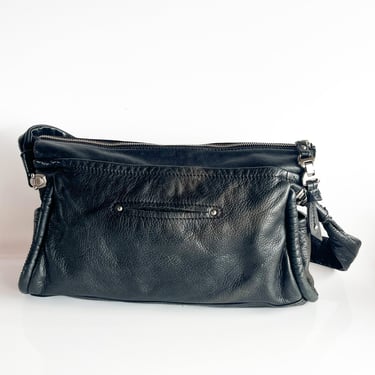 Y2K Black Leather Shoulder Bag