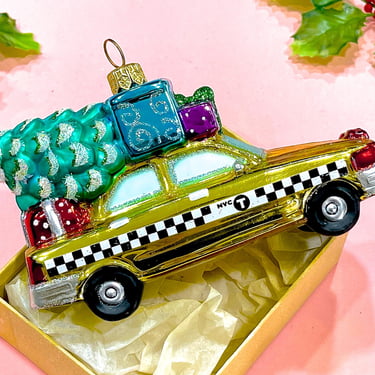 Kurts Adler Christmas Car with Tree and Gifts Ornament - NYC T - Holiday Ornament - Christmas Tree Decoration - Xmas 