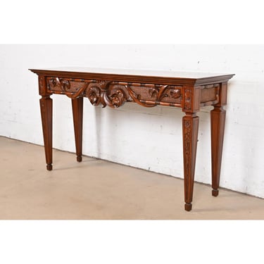 Ethan Allen French Regency Louis XVI Carved Mahogany Console Table or Server