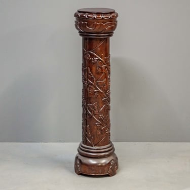 Contemporary Carved Mahogany Grape Vine Plant Stand