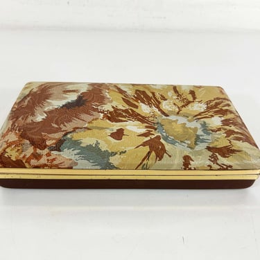 Vintage Mele Style Jewelry Box Velvet Earring Case Brown Yellow Gold Travel Hard Clamshell Retro Necklace Ring Storage 1960s 