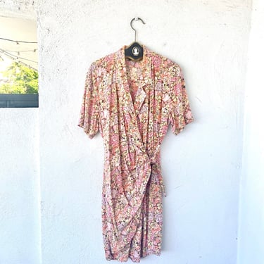 Vintage 80s 90s Pink Floral Romper 