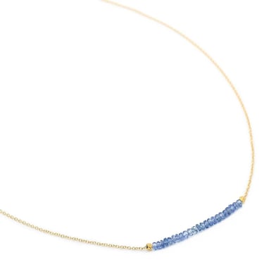 Blue Sapphire Centre Gemstone Necklace - 18k Gold + Blue Sapphire- 16"