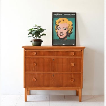 Vintage 1950s Scandinavian Chest of Drawers with Built-In Mirror 