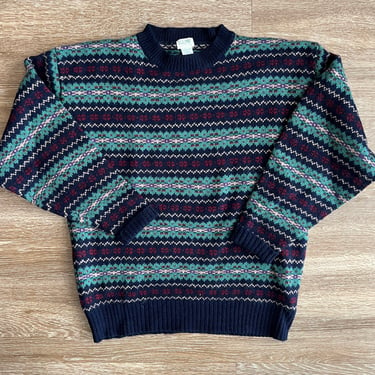 Vintage Shetland Wool Crew Neck Sweater Squaw Valley Size Large 