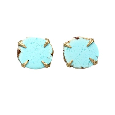 One-of-a-Kind Lavender Turquoise Statement Studs - Solid 18K