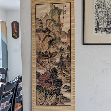 Chinese Landscape on Bamboo Scroll Art 