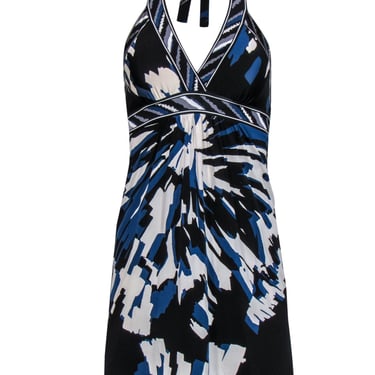 BCBG Max Azria - Blue, Black & White Printed Halter Dress Sz XXS