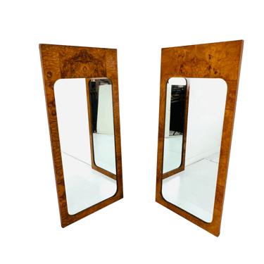 #1429 Pair of 1970s Burl Frame Mirrors by Milo Baughman for Lane