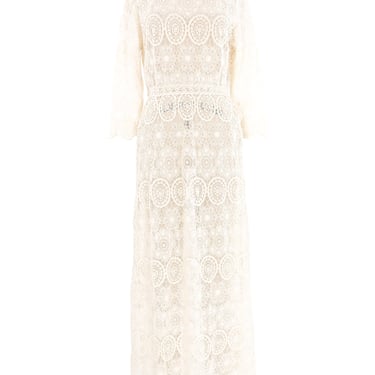 Cream Mandala Lace Crochet Maxi Dress