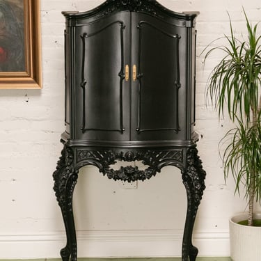 Black French Ornate Curio Cabinet