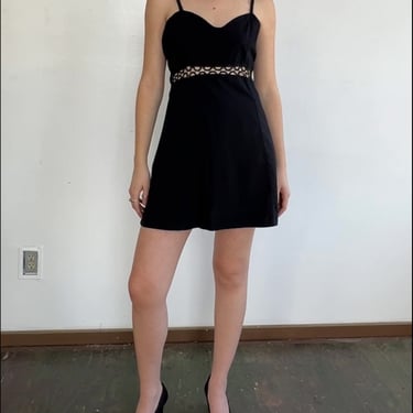 Vintage Black Cutout Mini Dress (S)