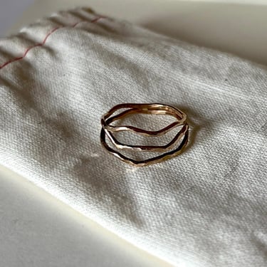 Triple Wave Wiggle Ring in 14k Goldfilled Handmade Ring Flowing River Ring 