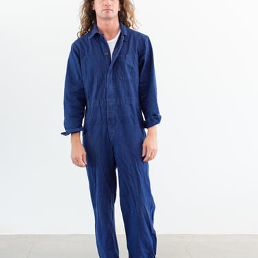 Vintage True Blue Jumpsuit |  Cotton Coverall Mechanic Suit Boilersuit Onesie | M | COV13 