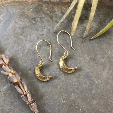 Crescent Moon Celestial Earrings - Brass + Gold-Fill