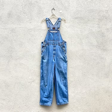 Vintage 90s Women's Route 66 Blue Denim Jeans Utility Bib Overalls Size 7/8 