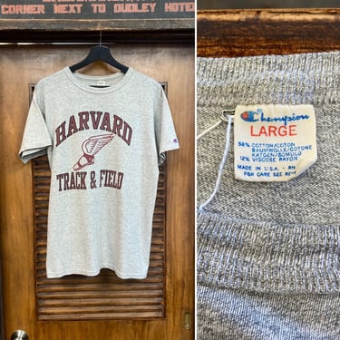 Vintage 1970’s Size L “Champion” Harvard Track & Field Ivy League College T-Shirt, Original, 70’s Tee Shirt, Vintage Clothing 