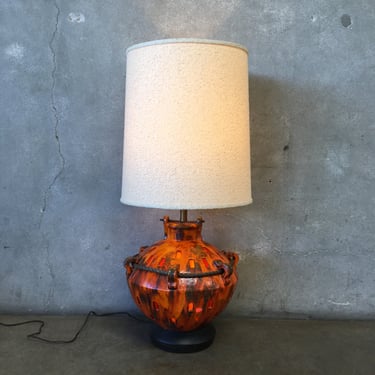 Mid Century Orange Ceramic Two Way Table Lamp