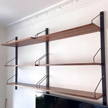 Cadovious Mid century shelving unit modular shelf with rails rosewood shelf vintage wall unit Danish shelving modular floating shelves 