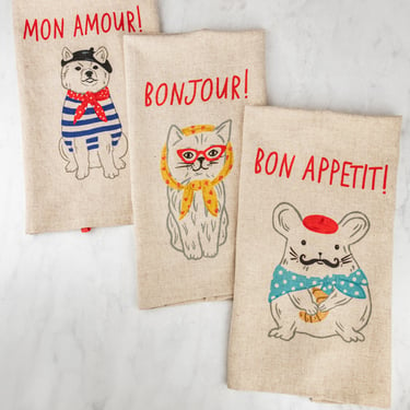 French Animal Tea Towel