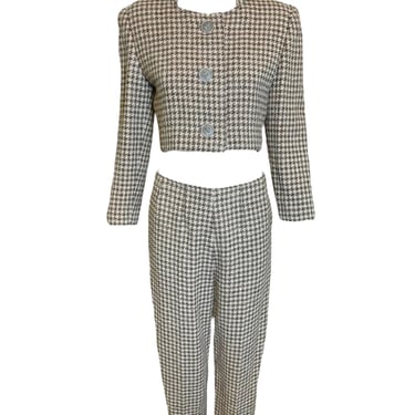Galanos Houndstooth 2-Piece Cropped Jacket and Pants Ensemble
