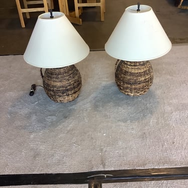 Pair of Wicker Lamps