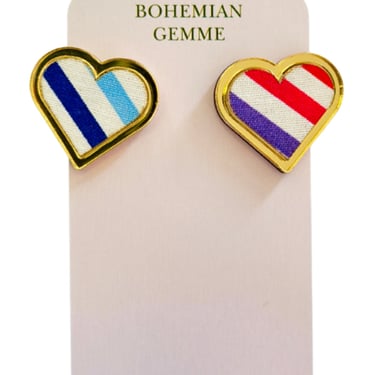 Sample Sale Rainbow Stripe Heart Studs