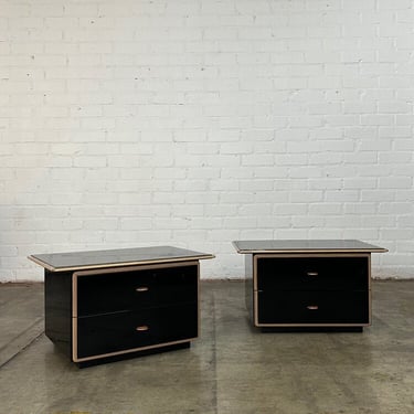 Black Lacquered Nightstands by Roche Bobois 