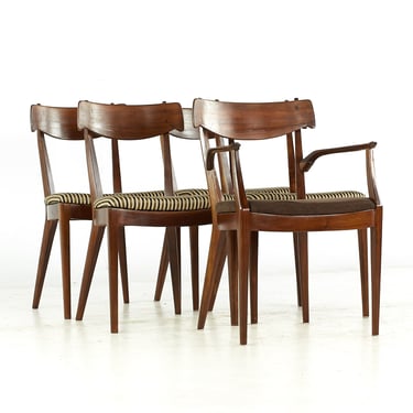 Kipp Stewart for Drexel Declaration Mid Century Walnut Dining Chairs - Set of 5 - mcm 
