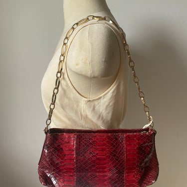 90s Red Snake Baguette Purse 