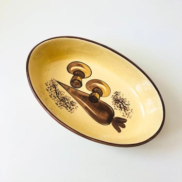1970s Large Harvest Vegetable Oval Serving Dish by Los Angeles Potteries 