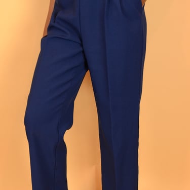 Vintage Dark Blue High Waist Slim Trousers Pants / Medium 