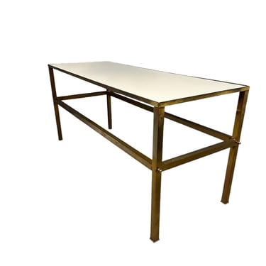 1970s Brass Console Table with Vitrolite white top