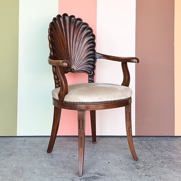 Shell Back Wood Accent Chair