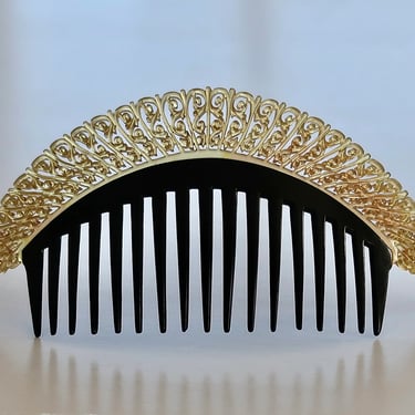 AUGUSTE BONAZ Large Art Deco Two Tone Hair Comb, Flapper Comb, Antique Hair Comb, Hair Jewelry, Bridal Comb, Wedding Hair Accessory 
