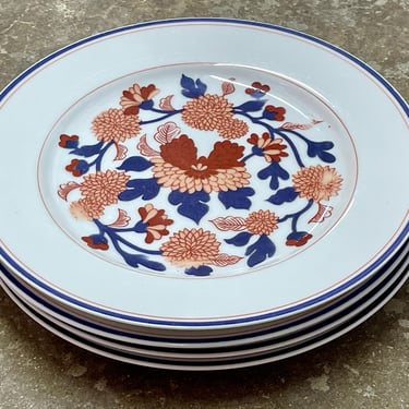 Vintage Fitz & Floyd Mandarin Dinner Plates | Set of 4 | Chinoiserie | 1970s | 