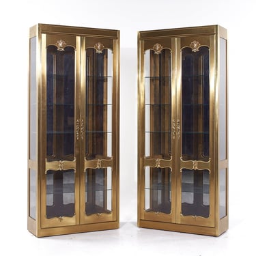 Mastercraft Mid Century Brass Vitrines Cabinets - Pair - mcm 