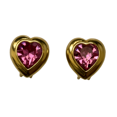 Lux Pink Crystal Heart Earrings