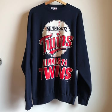 1993 Logo Athletic Minnesota Twins Big Print Navy Crewneck Sweatshirt