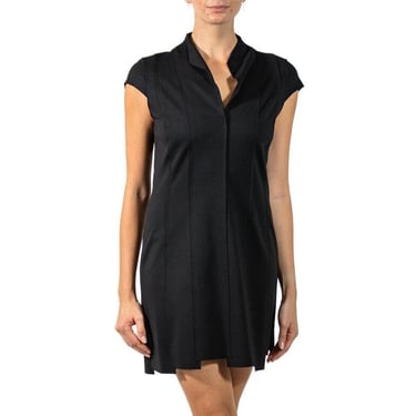 1990S Jill Sander Black Rayon  Poly Cocktail Dress With Cap Sleeves 