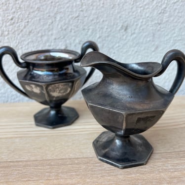 Superior Silver Plate Co. Vintage Silver Plate Tea Sugar Bowl and Creamer Set | No. 7009 | Retro Home Decor Kitchen Serving | Set of 2 piece 
