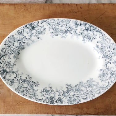Blue and White Transferware Oval Dish 