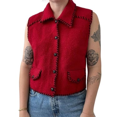 Vintage Cambridge Dry Goods Buffalo Plaid Red Black Checkered Boiled Wool Vest 
