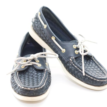 Vintage Navy Blue Woven Sperry Top-Siders | Size 7 