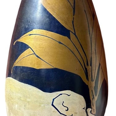 Elephant Ceramic Vase Design 20th Century French Signed Vallauris Louis Giraud 