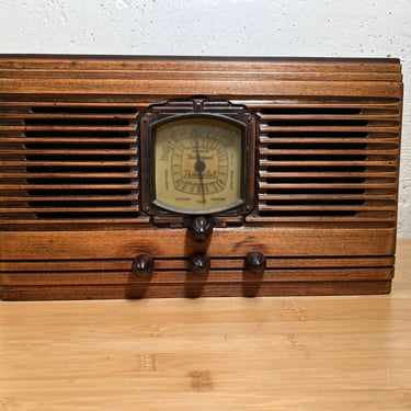 1936 Packard-Bell Model 35 DeLuxe AM SW MP3 Art Deco Radio, Elec Restored w Bluetooth Option 